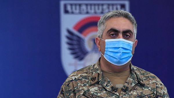  Арцрун Ованнисян во время брифинга по теме ситуации на армяно-азербайджанской границе (16 июля 2020). Иджеван - Sputnik Արմենիա