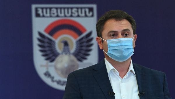  Гунбернатор Тавуша Айк Чобанян во время брифинга по теме ситуации на армяно-азербайджанской границе (16 июля 2020). Иджеван - Sputnik Արմենիա
