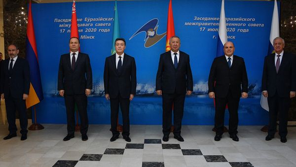 Совместное фотографирование глав делегаций Евразийского межправительственного совета (17 июля 2020). Минск Совместное фотографирование глав делегаций Евразийского межправительственного совета (17 июля 2020). Минск - Sputnik Արմենիա