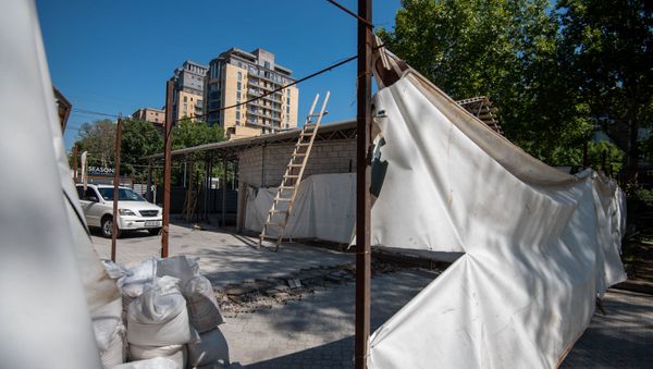 Ситуация на месте вырубки деревьев в сквере Мисака Манушяна (4 августа 2020). Еревaн - Sputnik Արմենիա