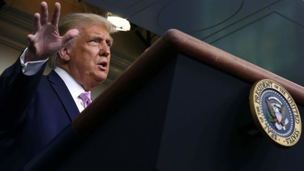 Дональд Трамп выступает на пресс-конференции в зале для брифингов в Белом доме (19 августа 2020). Вашингтон Дональд Трамп выступает на пресс-конференции в зале для брифингов в Белом доме (19 августа 2020). Вашингтон - Sputnik Армения