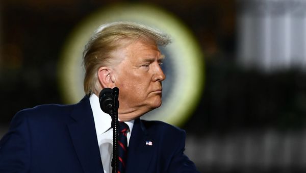 Президент США Дональд Трамп во время приветственной речи на лужайке Белого Дома (27 августа 2020). Вашингтон - Sputnik Армения