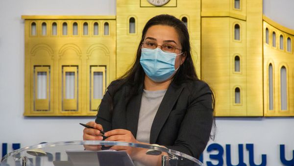 Анна Нагдалян на брифинге с участием Арцруна Ованнисяна (27 сентября 2020). Еревaн - Sputnik Армения