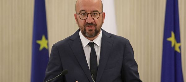Председатель ЕС Шарль Мишель выступает во время совместной пресс-конференции с президентом Кипра (16 сентября 2020). Никосия - Sputnik Армения