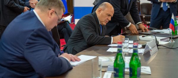 Председатель правительства России Михаил Мишустин на заседании Евразийского межправительственного совета (9 октября 2020). Еревaн - Sputnik Արմենիա