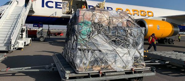 Самолет с 20 тоннами гуманитарного груза из Лос Анжелеса в аэропорту Звартноц (11 октября 2020). Еревaн - Sputnik Արմենիա