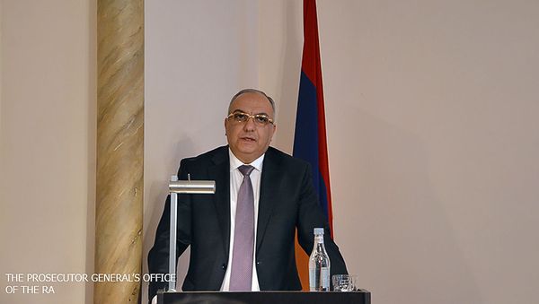 Военный прокурор Армении Ваге Арутюнян во время подведения итогов военной прокуратуры за 2018 год (18 февраля 2019). Еревaн - Sputnik Армения