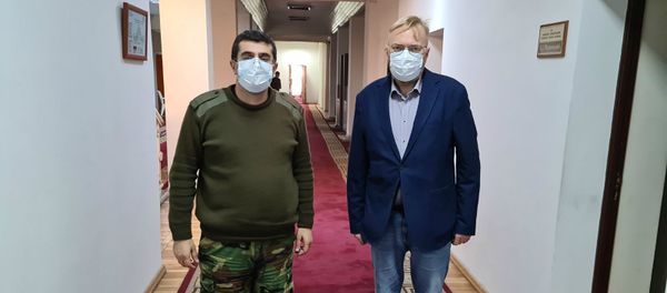 Президент Карабаха Араик Арутюнян (слева) и Виталий Милонов - Sputnik Արմենիա