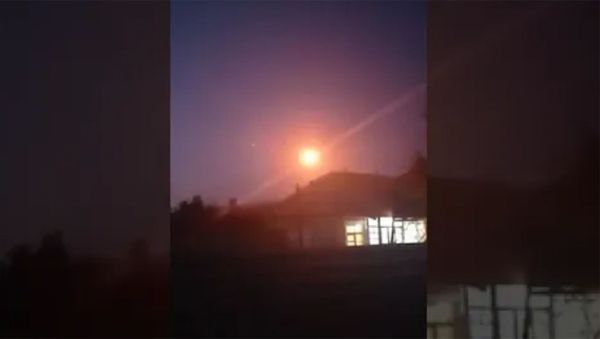 Предположительно момент уничтожения российского Ми-24 над Арменией Предположительно момент уничтожения российского Ми-24 над Арменией - Sputnik Армения