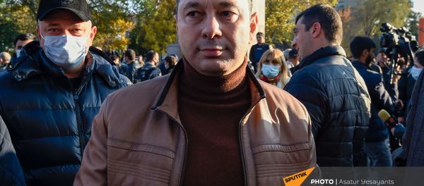 Экс-вице-спикер Эрдуард Шармазанов на площади Свободы (13 ноября 2020). Еревaн - Sputnik Армения