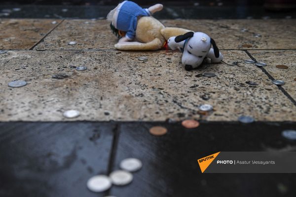 Ցուցարարները մետաղադրամներ լցրին ՀՀ կառավարության շենքի դիմաց՝ ի նշան բողոքի Ցուցարարները մետաղադրամներ լցրին ՀՀ կառավարության շենքի դիմաց՝ ի նշան բողոքի - Sputnik Արմենիա
