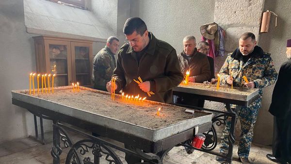 Президент Карабаха Араик Арутюнян посетил монастырский комплекс Амарас (20 декабря 2020). Карабах - Sputnik Армения
