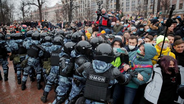 Несанкционированная акция сторонников Алексея Навального (23 января 2021). Москва - Sputnik Արմենիա