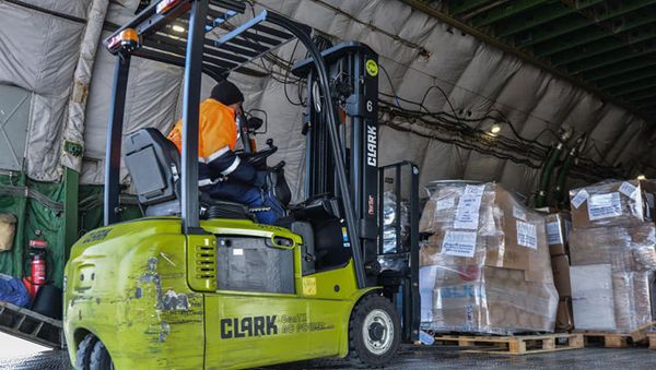 Разгрузка самолета с гуманитарным грузом из Германии (25 января 2021). Еревaн - Sputnik Армения