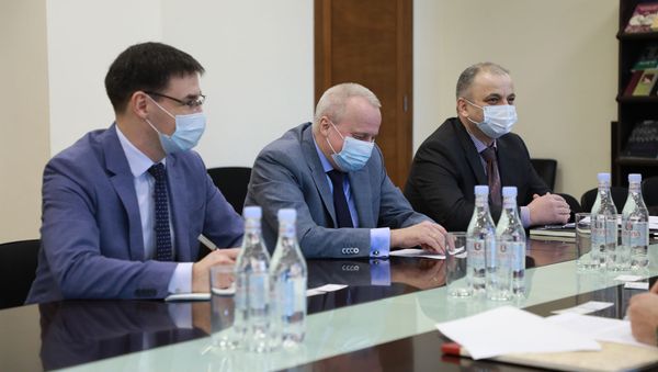 Министр ОНКС Ваграм Думанян встретился с ЧП послом России Сергеем Копыркиным (29 января 2021). Еревaн - Sputnik Արմենիա