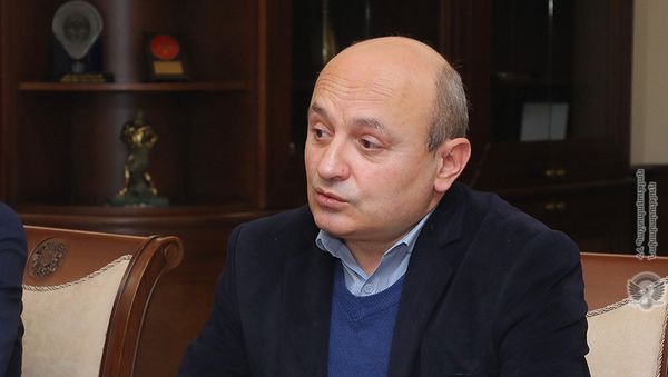 Председатель Общественного совета Армении Степа Сафарян на встрече с министром обороны (15 февраля 2021). Еревaн - Sputnik Армения