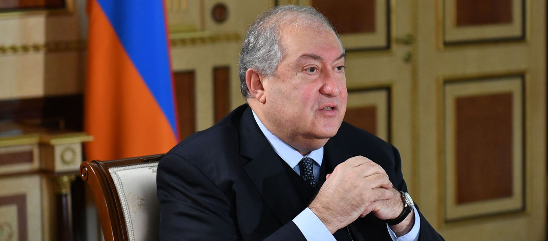 Президент Армен Саркисян во время экслюзивного интервью газете «Аравот» Президент Армен Саркисян во время экслюзивного интервью газете «Аравот» - Sputnik Армения, 1920, 07.06.2021