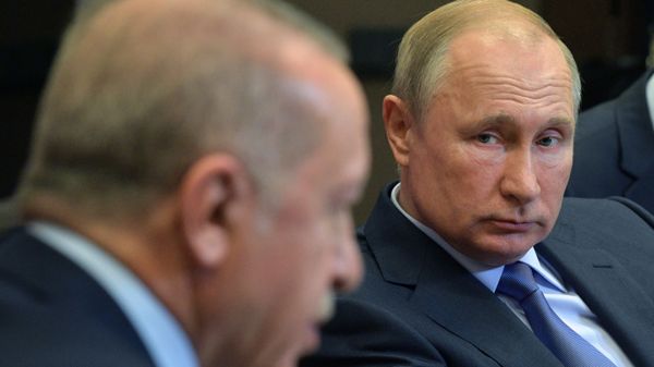 Президенты России и Турции Владимир Путин и Реджеп Тайип Эрдоган во время встречи (22 октября 2019). Сочи - Sputnik Армения
