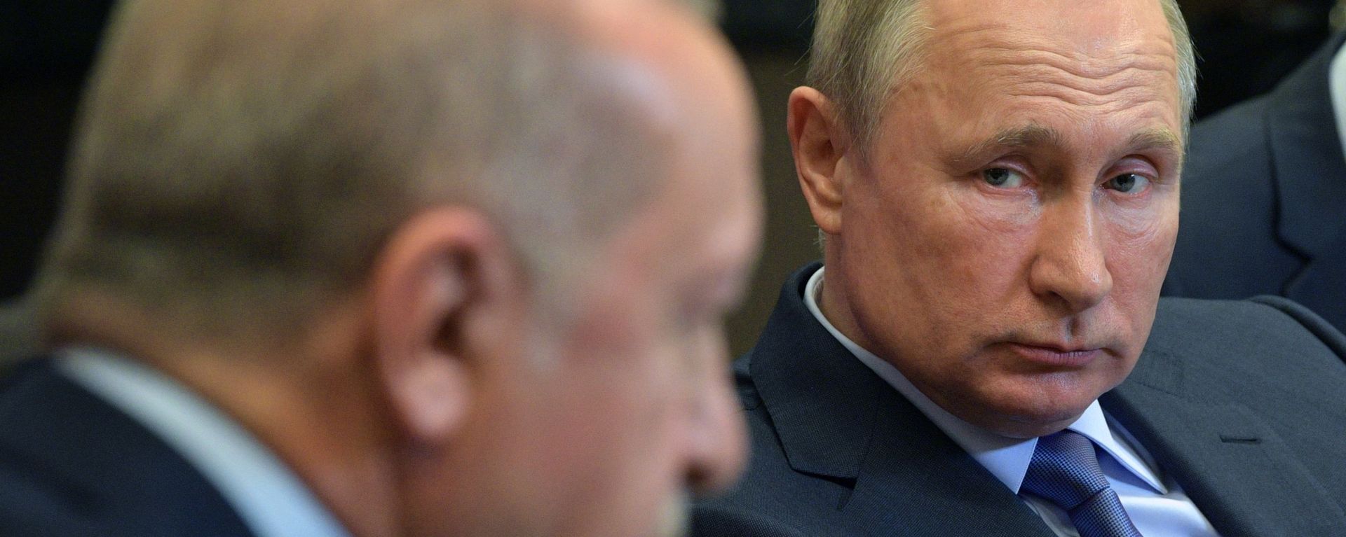 Президенты России и Турции Владимир Путин и Реджеп Тайип Эрдоган во время встречи (22 октября 2019). Сочи - Sputnik Армения, 1920, 27.09.2021