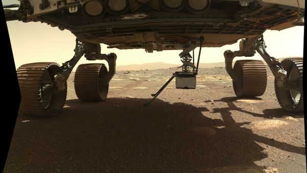Вертолет Ingenuity, прикрепленный к брюху марсохода Perseverance - Sputnik Армения