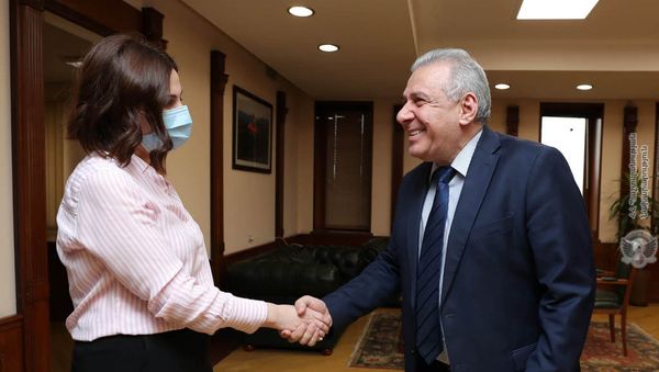 Встреча министров обороны и здравоохранения Вагаршака Арутюняна и Анаит Аветисян (6 апреля 2021). Еревaн - Sputnik Армения