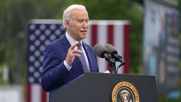 Президент США Джо Байден во время выступления в Infinite Energy Center, посвященном 100-летию своего правления (29 апреля 2021). штат Джорджия - Sputnik Армения