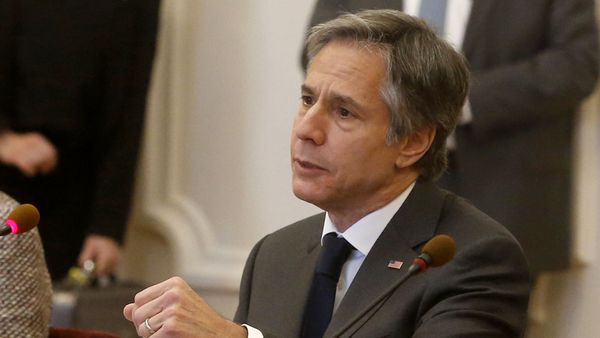 Госсекретарь США Энтони Блинкен во время встречи с министром иностранных дел Украины Дмитрием Кулебой (6 мая 2021). Киев - Sputnik Армения