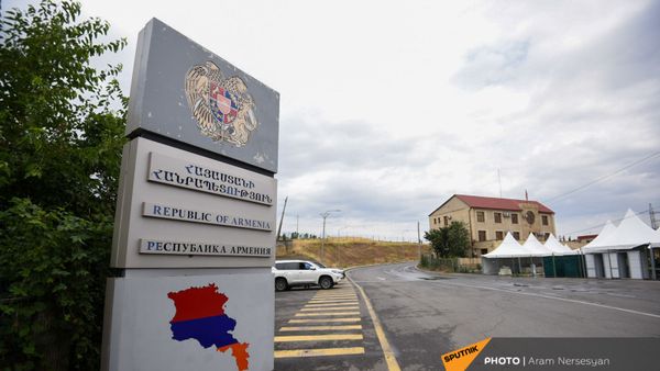Церемония закладки нового пограничного автомобильного моста между Арменией и Грузией (9 июля 2021). Баграташен - Sputnik Армения