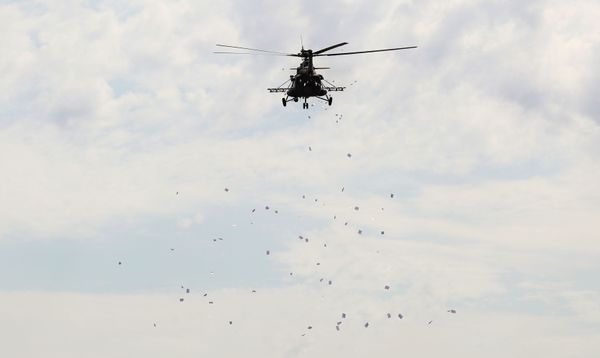 Вертолет Ми-8АМТШ во время международных российско-индийских учений Индра-2021 на полигоне Прудбой в Волгоградской области. - Sputnik Армения