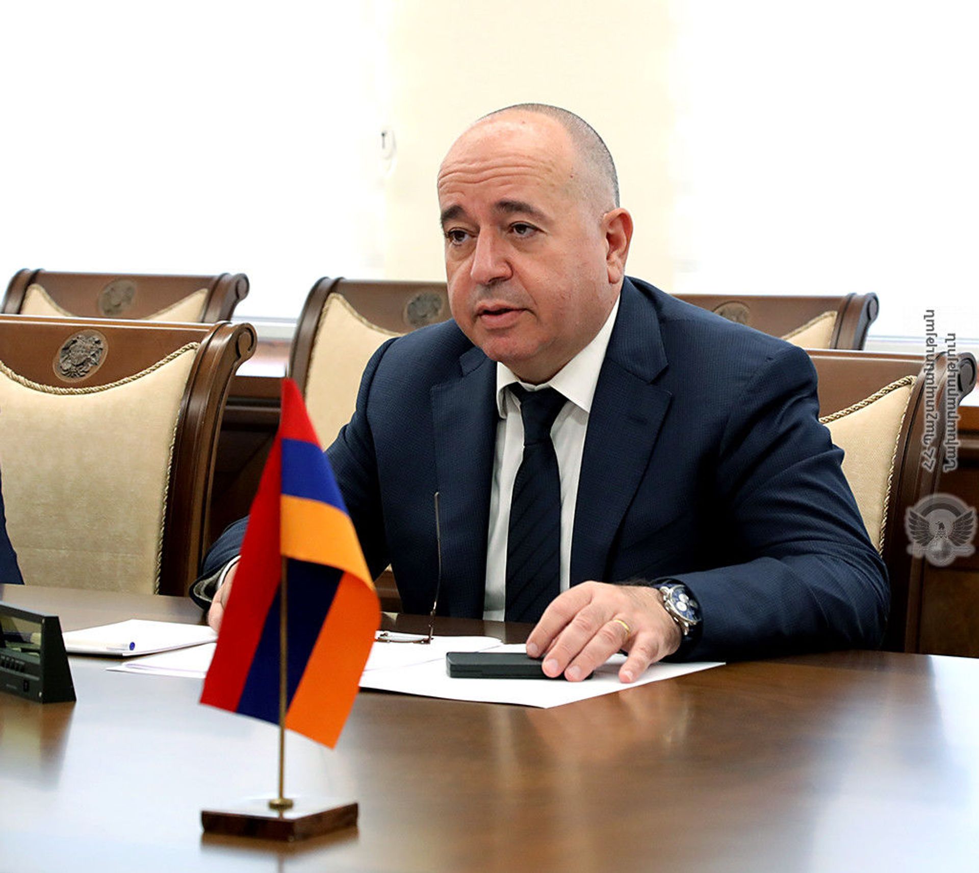 Министр обороны Аршак Карапетян на встрече с послом США (30 августа 2021). Еревaн - Sputnik Արմենիա, 1920, 14.09.2021