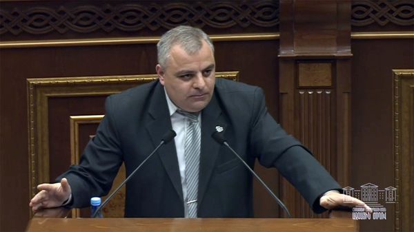 И.о. начальника управления транспорта мэрии Еревана Эдгар Галстян на Парламентских слушаниях (27 февраля 2020). Еревaн - Sputnik Արմենիա