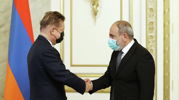 Премьер-министр Никол Пашинян принял председателя правления ПАО Газпром Алексея Миллера (14 сентября 2021). Еревaн - Sputnik Армения