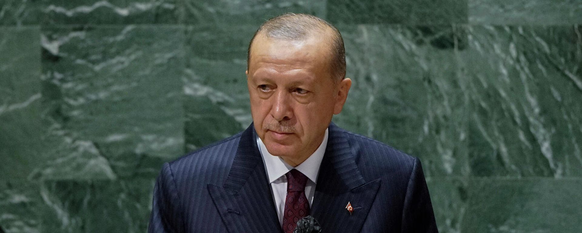 Президент Турции Реджеп Тайип Эрдоган на 76-й сессии Генеральной Ассамблеи ООН (21 сентября 2021). Нью-Йорк - Sputnik Армения, 1920, 23.09.2021