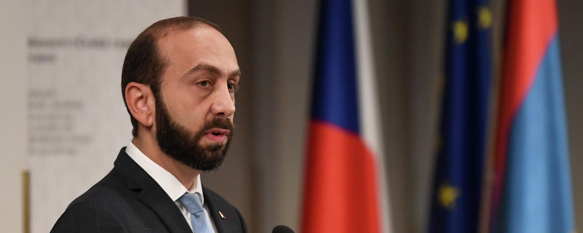 Министр иностранных дел Армении Арарат Мирзоян выступают с речью на армяно-чешском бизнес-форуме (1 октября 2021). Еревaн - Sputnik Армения, 1920, 05.10.2021