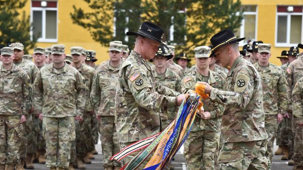 Военнослужащие Национальной гвардии США во время ротации со 2-й бригадной тактической группой Страйк 101-й воздушно-десантной дивизии армии США в Международном центре миротворчества и безопасности Национальной академии сухопутных войск во Львовской области - Sputnik Армения