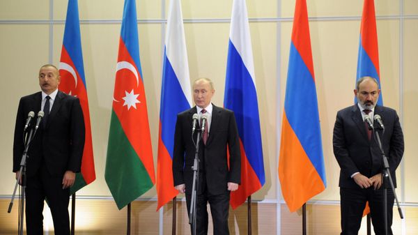 Заявление Путина, Пашиняна и Алиева для СМИ по итогам переговоров (26 ноября 2021). Сочи - Sputnik Армения