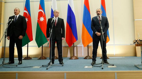 Заявление Путина, Пашиняна и Алиева для СМИ по итогам переговоров (26 ноября 2021). Сочи - Sputnik Армения
