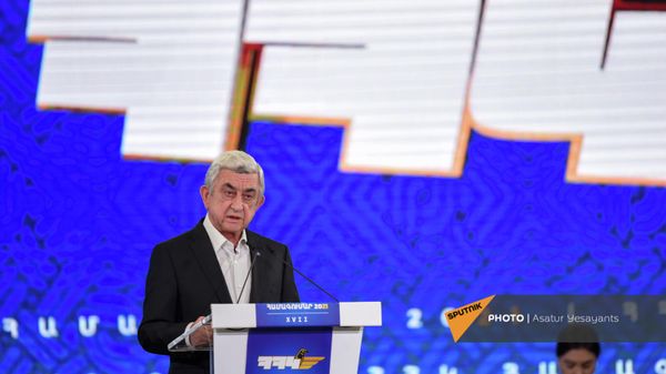 Հայաստանի հանրապետական կուսակցության նախագահ Սերժ Սարգսյանի ելույթը կուսակցության 17-րդ համագումարի ժամանակ (18 դեկտեմբերի, 2021թ). Երևան - Sputnik Արմենիա