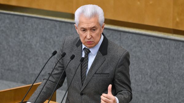 Руководитель фракции Единая Россия в Госдуме Владимир Васильев выступает на заключительном пленарном заседании (22 декабря 2021). Москвa - Sputnik Армения