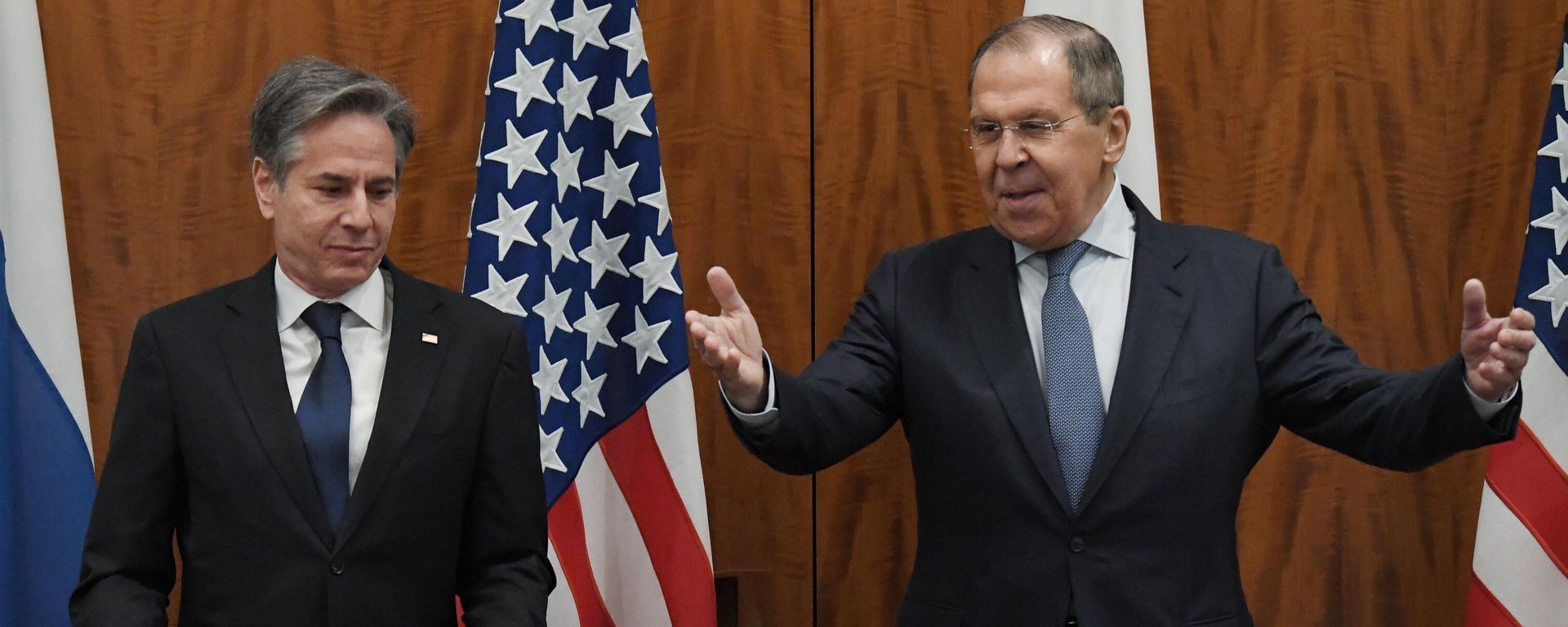 Встреча главы МИД России Сергея Лаврова с госсекретарем США Энтони Блинкеном (21 января 2022). Женева - Sputnik Армения, 1920, 21.01.2022
