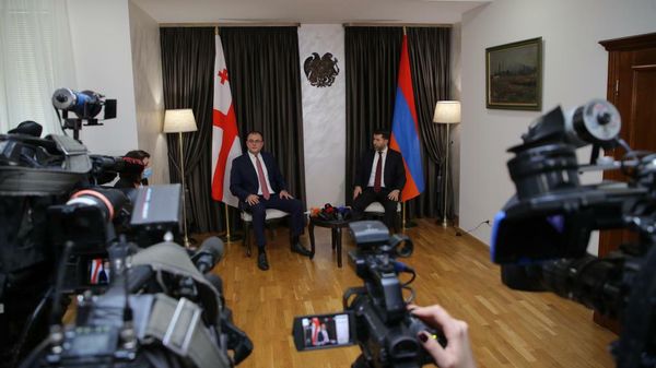 Встреча министра юстиции РА Карена Андреасяна с грузинским коллегой Рати Брегадзе (26 января 2022). Еревaн - Sputnik Армения