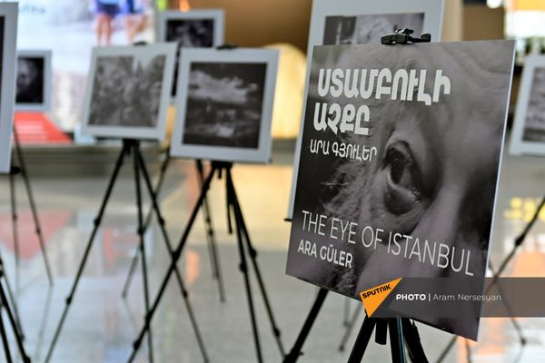 Выставка работ "Глаза Стамбула" Ара Гюлера в аэропорту Звартноц (2 февраля 2022), Ереван.В зале отбытия аэропорта, рядом со стойкой регистрации по случаю рейса в Стамбул была развернута фотовыставка известного армянского фотографа, проживавшего в Стамбуле Ара Гюлера. - Sputnik Армения