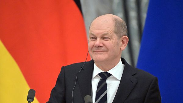 Канцлер Германии Олаф Шольц на совместной пресс-конференции с президентом России по итогам встречи (15 февраля 2022). Москвa - Sputnik Армения