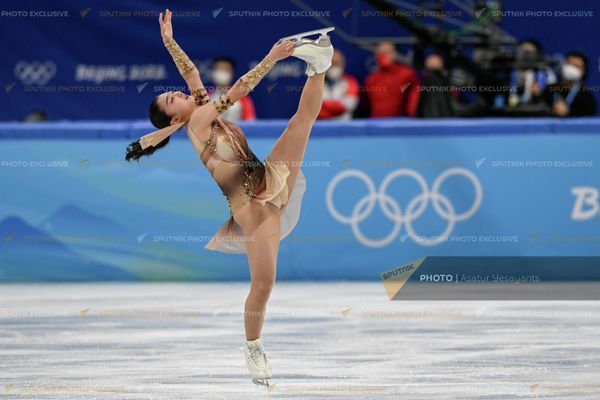 Каори Сакамото из Японии - единственная, кто могла составить серьезную конкуренцию российским фигуристкам на олимпиаде в Пекине. - Sputnik Армения