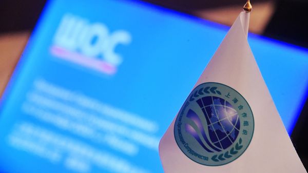 Флажок и планшет с символикой ШОС - Sputnik Армения