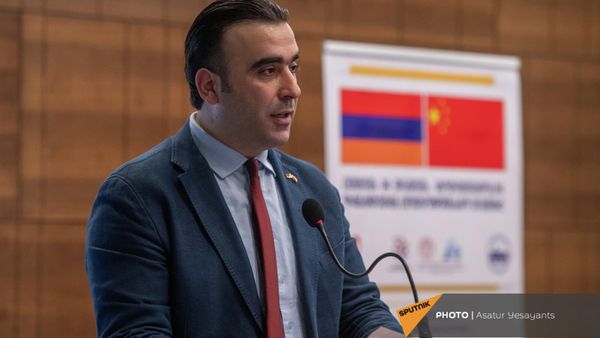Մհեր Սահակյանը «Հայաստան և Չինաստան.Վերաիմաստավորելով դիվանագիտական հարաբերությունների հաստատման 30-ամյակը» թեմայով գիտաժողովի ժամանակ (8 ապրիլի, 2022թ)․ Երևան - Sputnik Արմենիա