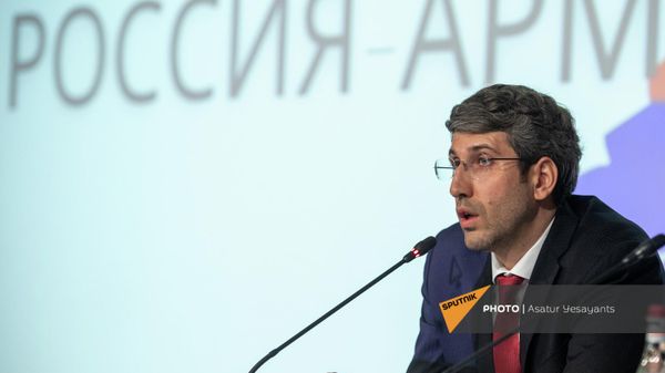 ՀՀ արդարադատության նախարարի տեղակալ Գրիգոր Մինասյանը Ռուսաստան-Հայաստան առաջին իրավական ֆորումին (21 ապրիլի, 2022թ)․ Երևան - Sputnik Արմենիա