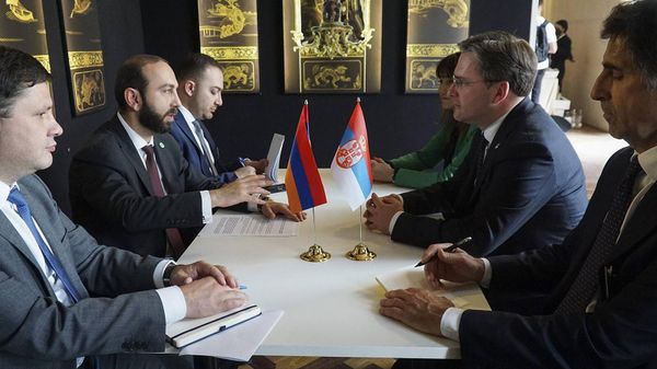 Встреча глав МИД Армении и Сербии Арарата Мирзояна и Николы Селаковича (20 мая 2022). Турин - Sputnik Армения