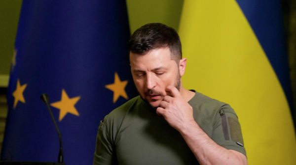 Президент Украины Владимир Зеленский после совместной пресс-конференции с председателем Европейской комиссии Урсулой фон дер Ляйен (11 июня 2022). Киев - Sputnik Армения