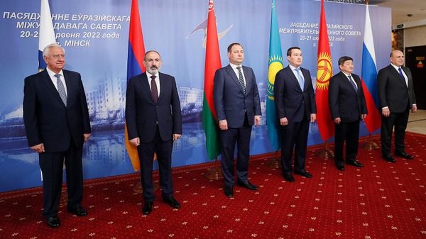 Премьер-министр Армении Никол Пашинян принял участие в заседании Евразийского межправительственного совета в узком составе (20 июня 2022). Минск - Sputnik Армения